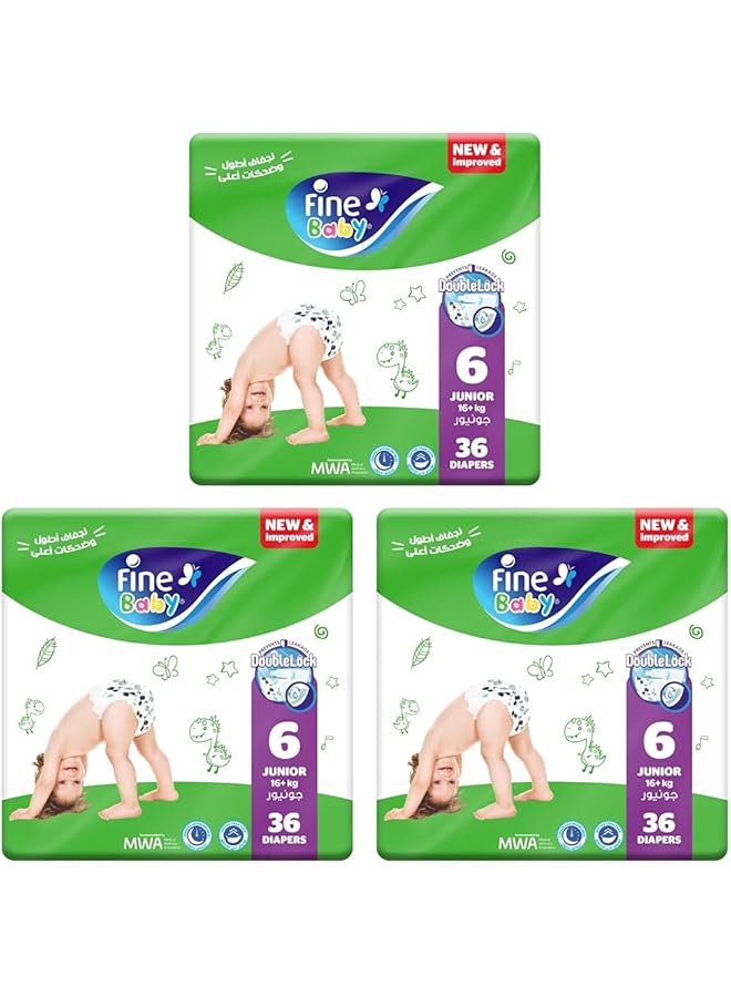 Fine Baby Size 6 Junior 16+ Kg 36 Diapers (Pack Of 3) - Image 1