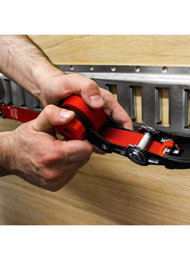 LAMAY 4PCS Self-Storing Ratchet Strap Motorcycle, Kayak Ratcheting Strap Tie-Downs for Neat Hauling and Storing Down Cargo Securely in Pickup Bed, Moving Truck, Trailer (Size : 4M) - Image 3