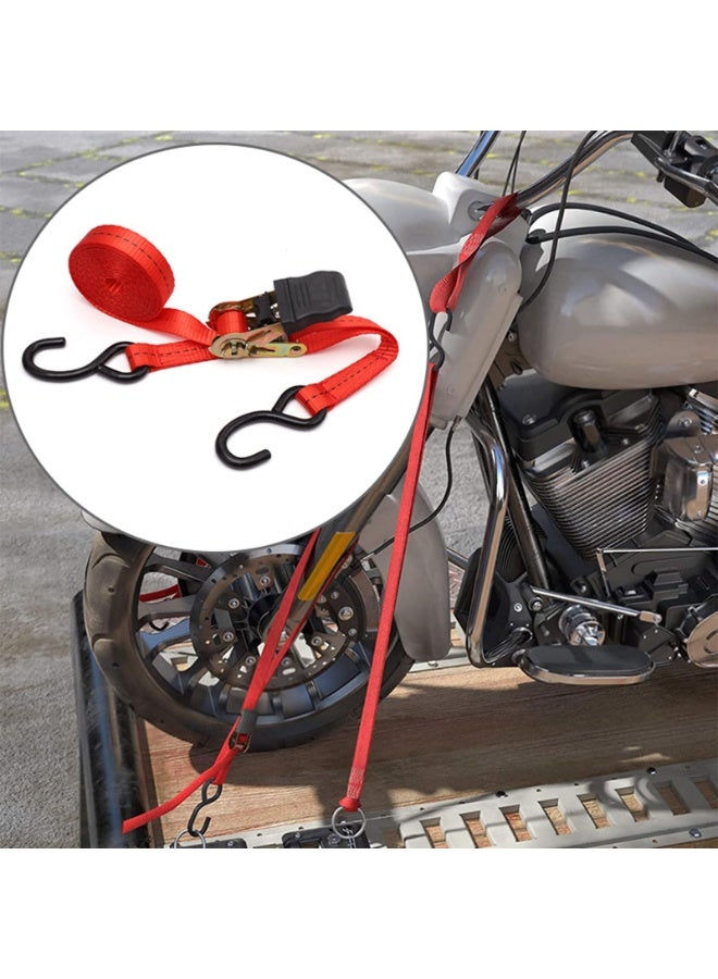 LAMAY 4PCS Self-Storing Ratchet Strap Motorcycle, Kayak Ratcheting Strap Tie-Downs for Neat Hauling and Storing Down Cargo Securely in Pickup Bed, Moving Truck, Trailer (Size : 4M) - Image 4