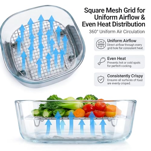 LANEJOY 2PCS Crisper Rack for Ninja Crispi Air Fryer FN101, 304 Stainless Steel Replacement Tray for Ninja Crispi 4QT & 6-Cup Glass Containers, Ninja Crispi Accessories, Food Grade(Large & Small) - Mesh - Image 4