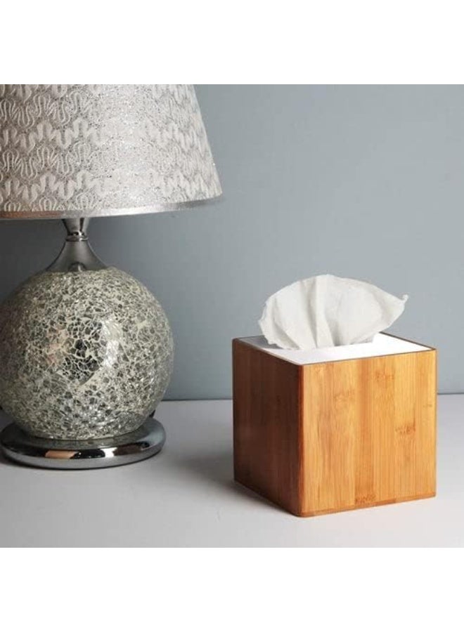 J JACKCUBE DESIGN JackCubeDesign Bamboo Square Tissue Box White Acrylic Cover Holder Case Storage Case Stand Box Napkin Holder Organizer(5.83 x 5.83 x 5.67 inches)-:MK340A - Image 4