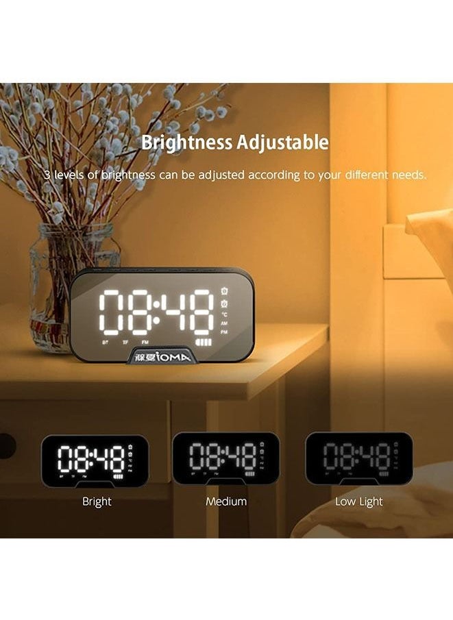 Generic - ساعة منبه مع مشغل موسيقى بلوتوث أسود 13.9x6.8x4.5سم - Image 1