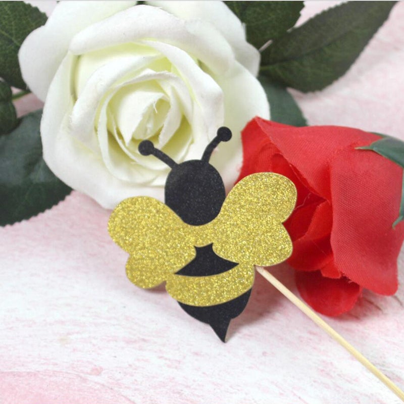 13 Pcs Banner and Cake Toppers Set Wasp Themed Cake Fruit Picks and Bunting Dessert Table Decorative Supplies - Image 2