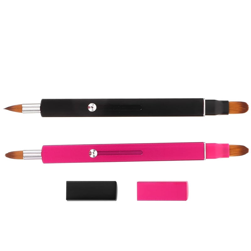 Retractable Double-ended Lipstick Brush Set 2pcs with Caps Dual-head Lip Applicator for Lipstick and Lip Gloss Portable for Travel and Daily Use - Image 1