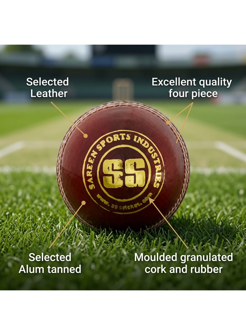SS Club Leather Cricket Ball Red - Image 4