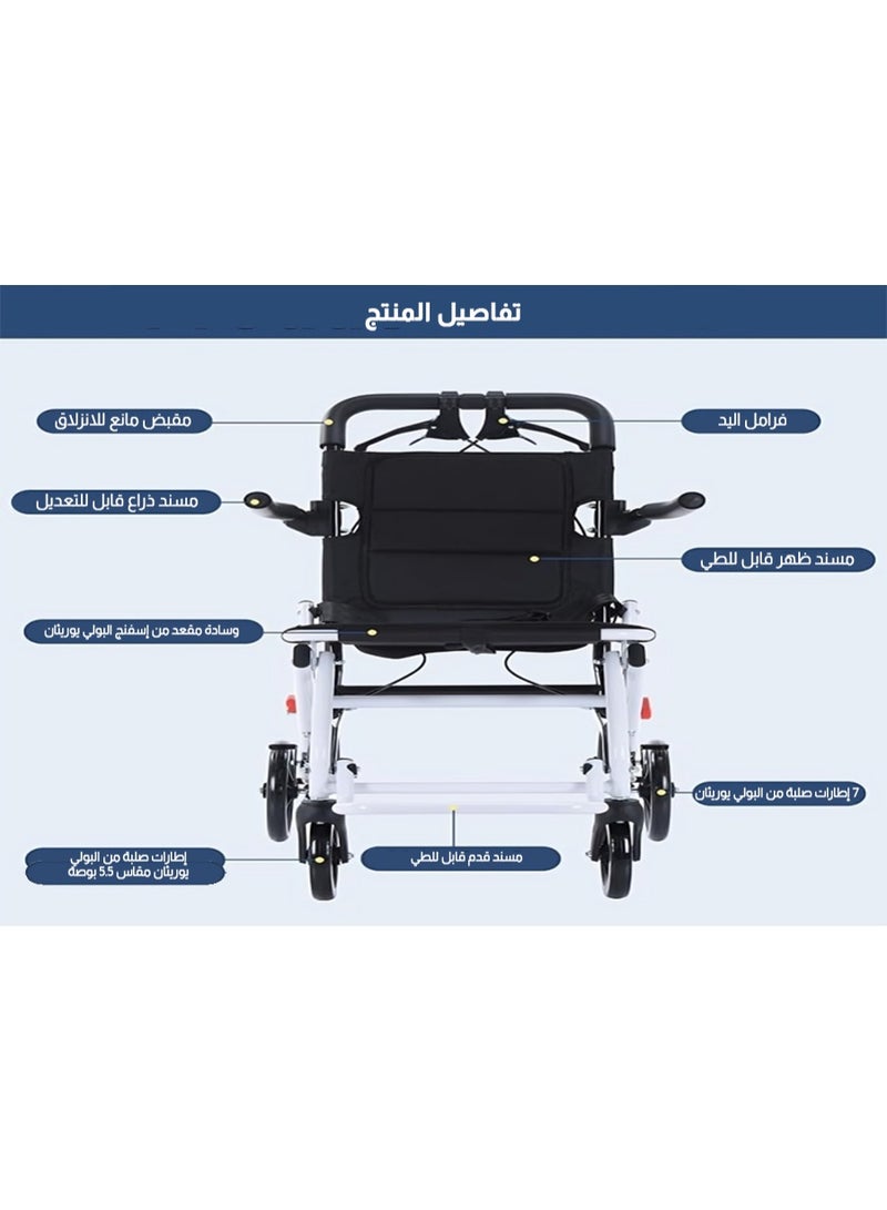 ريلاكس سمارت كرسي متحرك خفيف الوزن قابل للطي – كرسي سفر محمول يمكن شحنه بالطائرة، مناسب لكبار السن وذوي الاحتياجات الخاصة، سهل الحمل والتخزين - Image 4