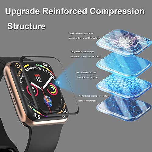 EWUONU [2 Pack Tempered Glass Screen Protector for Apple Watch SE 3 /SE 2 Series 6//5/4 40mm, 3D Full Coverage [Easy Installation Frame] Waterproof Bubble-Free HD Clear Film for iWatch 40mm - Image 2