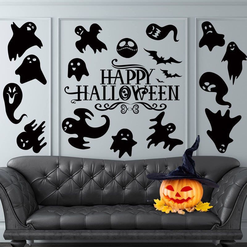 Outus 4 Pieces Halloween Window Clings Halloween Ghosts Wall Stickers Decals Halloween Party Wall Decal Decor Supplies for Living Room Home Decoration - Image 4