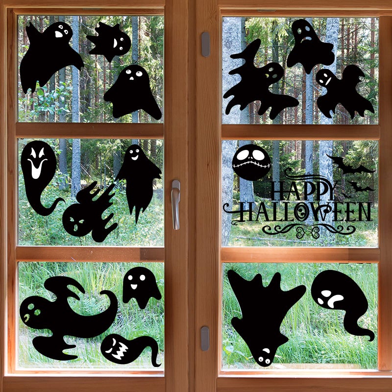 Outus 4 Pieces Halloween Window Clings Halloween Ghosts Wall Stickers Decals Halloween Party Wall Decal Decor Supplies for Living Room Home Decoration - Image 2