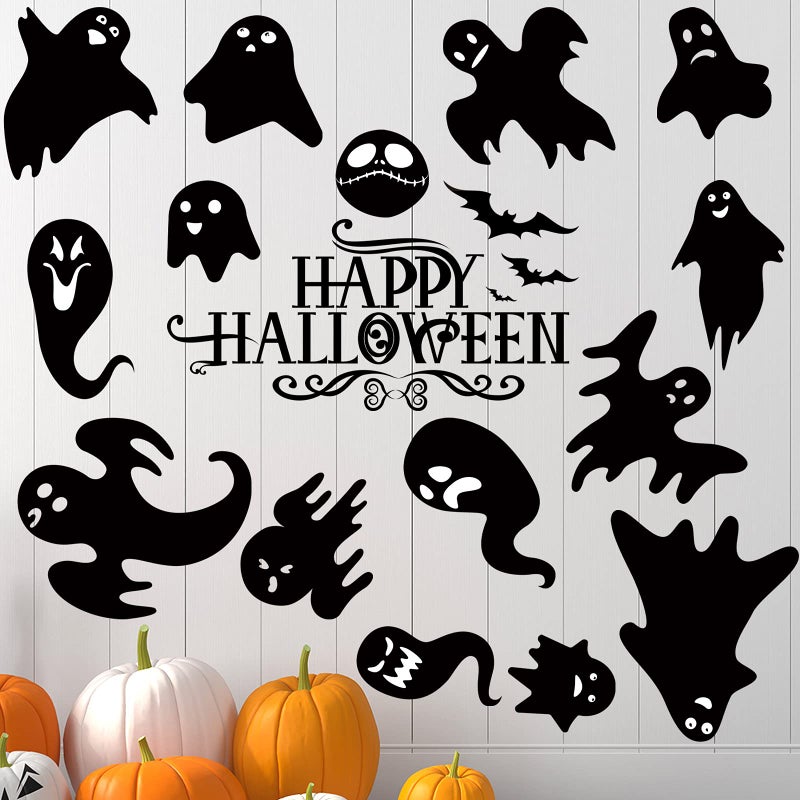 Outus 4 Pieces Halloween Window Clings Halloween Ghosts Wall Stickers Decals Halloween Party Wall Decal Decor Supplies for Living Room Home Decoration - Image 1