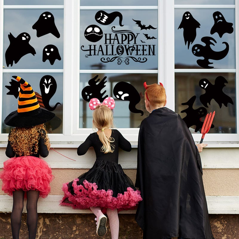 Outus 4 Pieces Halloween Window Clings Halloween Ghosts Wall Stickers Decals Halloween Party Wall Decal Decor Supplies for Living Room Home Decoration - Image 3