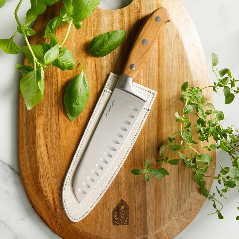 Bloomhouse - Oprah's Favorite Things - 7 Inch German Steel Santoku Knife W/Italian Olive Wood Forged Handle - Image 2