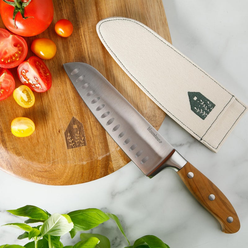Bloomhouse - Oprah's Favorite Things - 7 Inch German Steel Santoku Knife W/Italian Olive Wood Forged Handle - Image 3