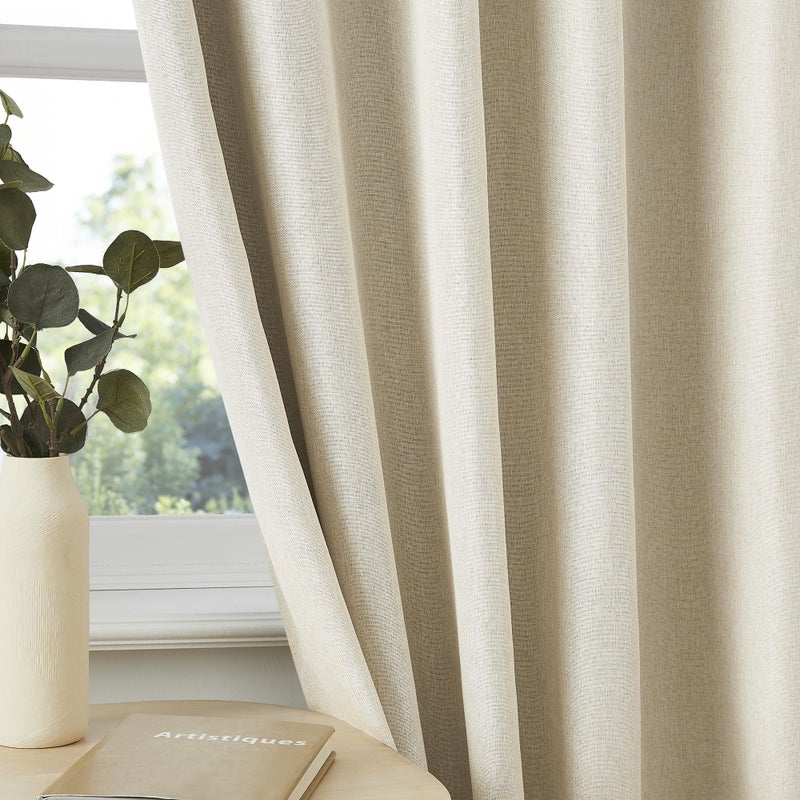 DUALIFE Exra Long Blackout Curtains for Large Window 144 Inch 12ft  Back Tab Pleated Drapes with Hooks  Farmhouse Curtains 2 Panels for Living Room Dining Room Cottage 40 Wide x 144 Long Natural Birch - Image 4
