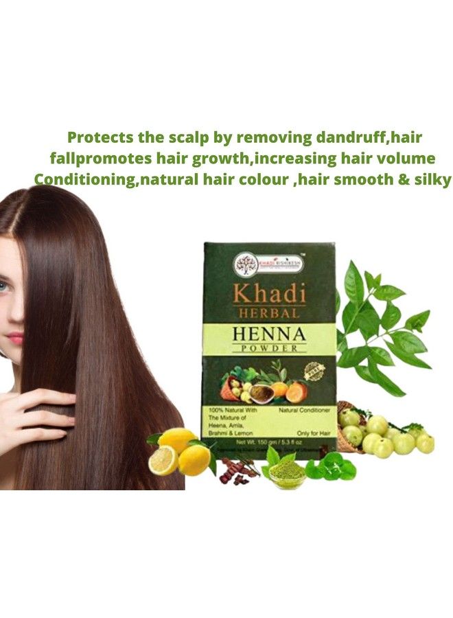 KHADI RISHIKESH Ayurvedic Henna Mix Powder (Mehandi) 100% Natural With Amla Shikakai Reetha Tulsi Lemon Bhringraj Hair Colour For Unisex 150G With Hair Colouring Brush Free - Image 3