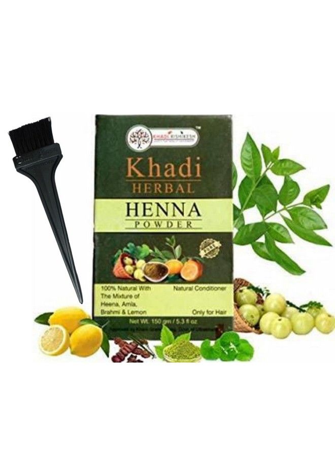 KHADI RISHIKESH Ayurvedic Henna Mix Powder (Mehandi) 100% Natural With Amla Shikakai Reetha Tulsi Lemon Bhringraj Hair Colour For Unisex 150G With Hair Colouring Brush Free - Image 2