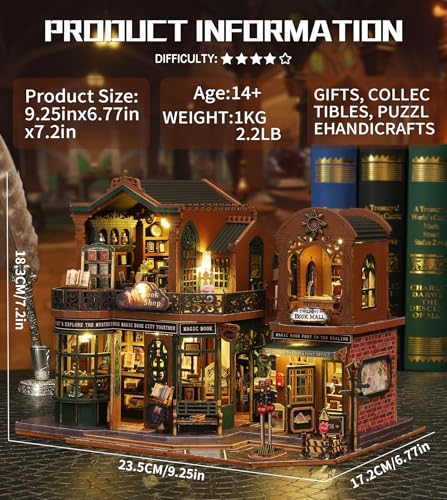 Spilay DIY Miniature House Kit DIY Dollhouse Kit with Music Box Forest Adventures 3D Wooden Puzzle Book Nook Kit for Adult Bookshelf DecorGift for Birthday Halloween Christmas - Image 5