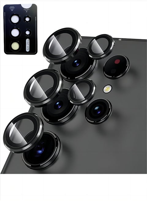 Camera Lens Glass Protector With Ring For Samsung Galaxy S24 Ultra - Black