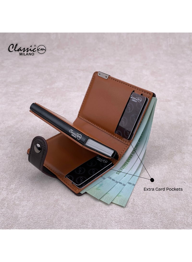 كلاسيك ميلانو محفظة كلاسيك ميلانو بحماية RFID للرجال والنساء - حامل بطاقات أوتوماتيكي بتصميم بوب أب - محفظة بطاقات آمنة ومدمجة للرجال - محفظة أنيقة للرجال والنساء - Image 4