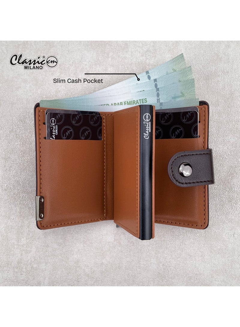 كلاسيك ميلانو محفظة كلاسيك ميلانو بحماية RFID للرجال والنساء - حامل بطاقات أوتوماتيكي بتصميم بوب أب - محفظة بطاقات آمنة ومدمجة للرجال - محفظة أنيقة للرجال والنساء - Image 5