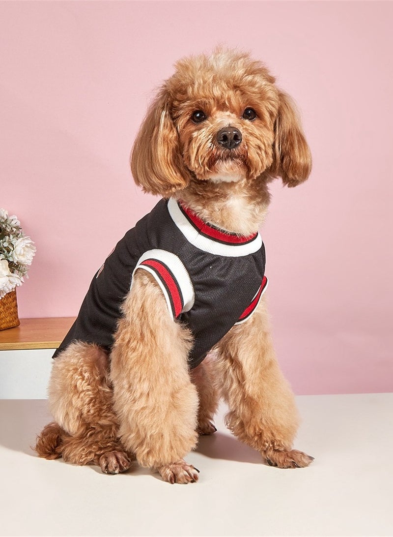 Loquat ملابس كرة سلة صيفية رقيقة وقابلة للتنفس للكلاب الصغيرة والمتوسطة والكبيرة - سترة فرو سوداء - Image 1