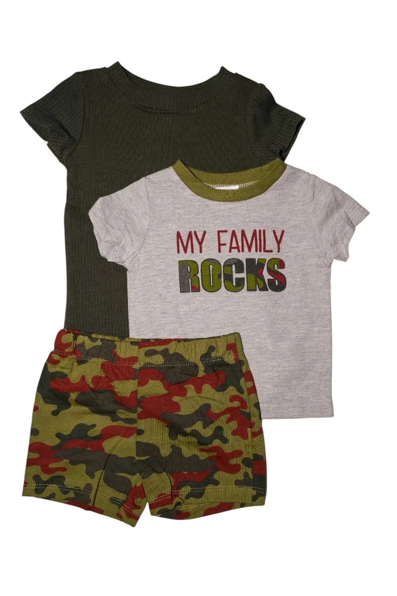 Bambimici Bambimici Army Print Baby BodySuit Set of 3