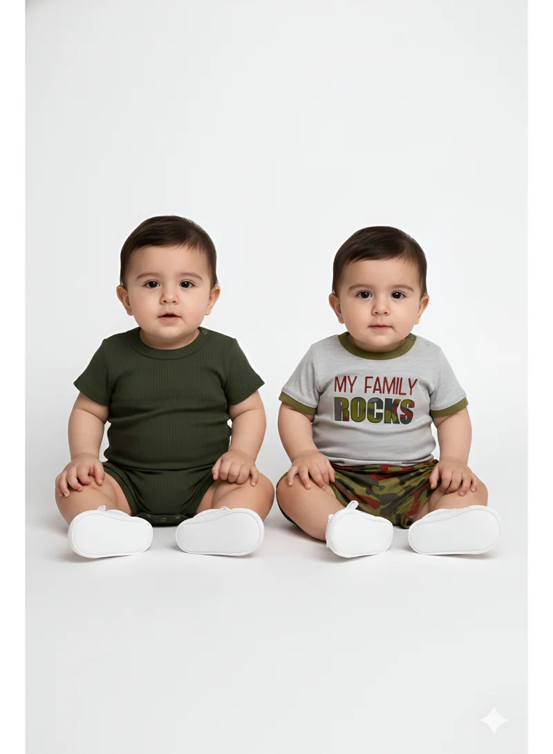 Bambimici Bambimici Army Print Baby BodySuit Set of 3