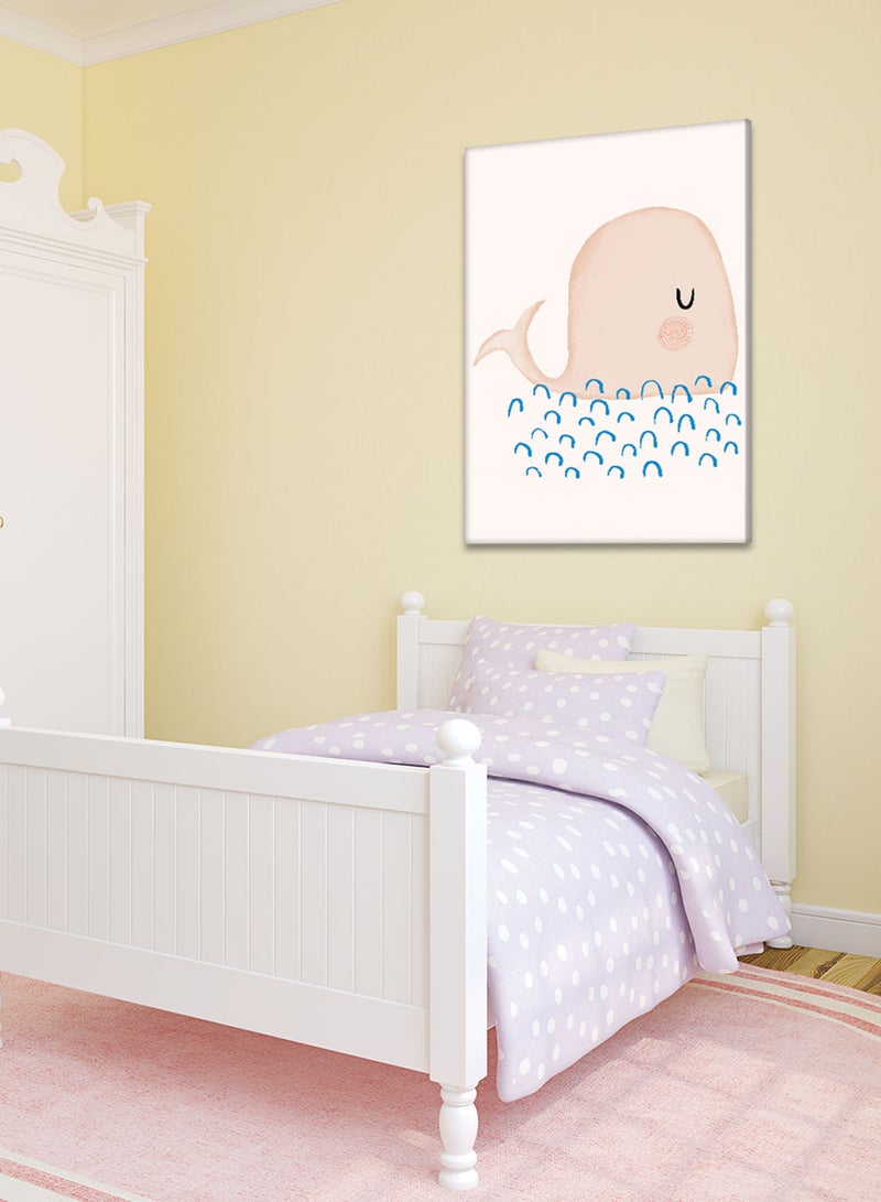 LOWHA Framed Canvas Wall Art Stretched Over Wooden Frame with Cute Whale Painting, For Home, Living Room, Office Decor - Image 3