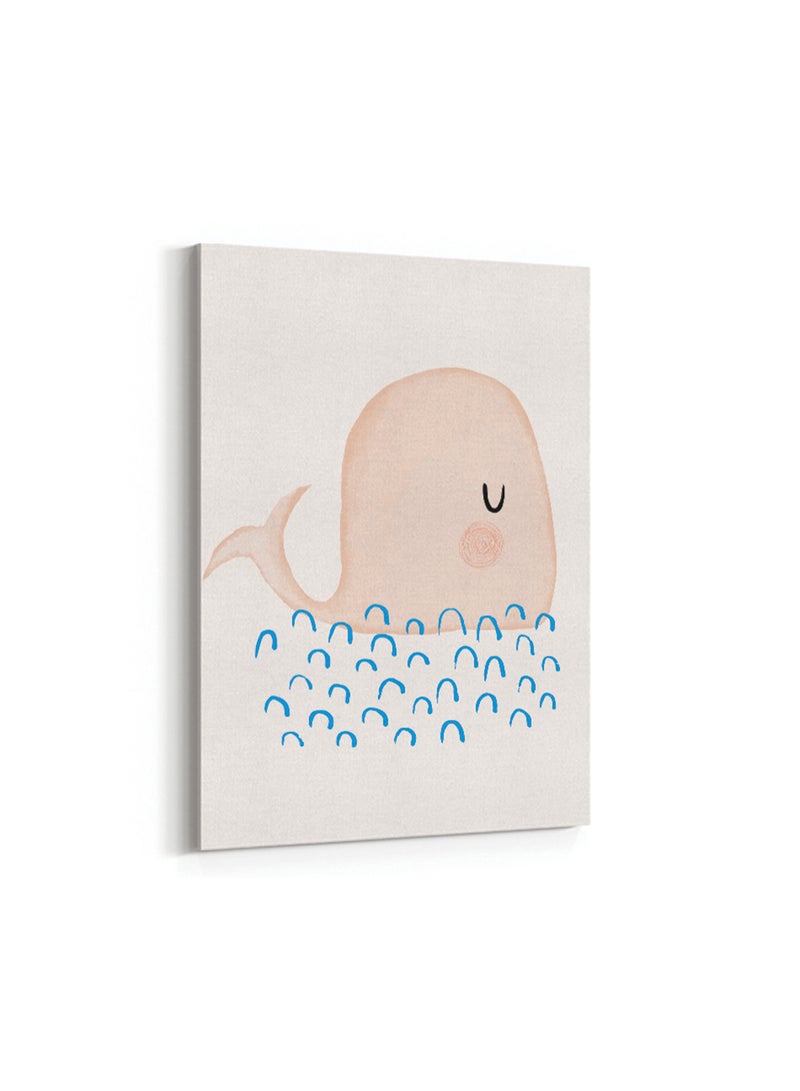 LOWHA Framed Canvas Wall Art Stretched Over Wooden Frame with Cute Whale Painting, For Home, Living Room, Office Decor - Image 4