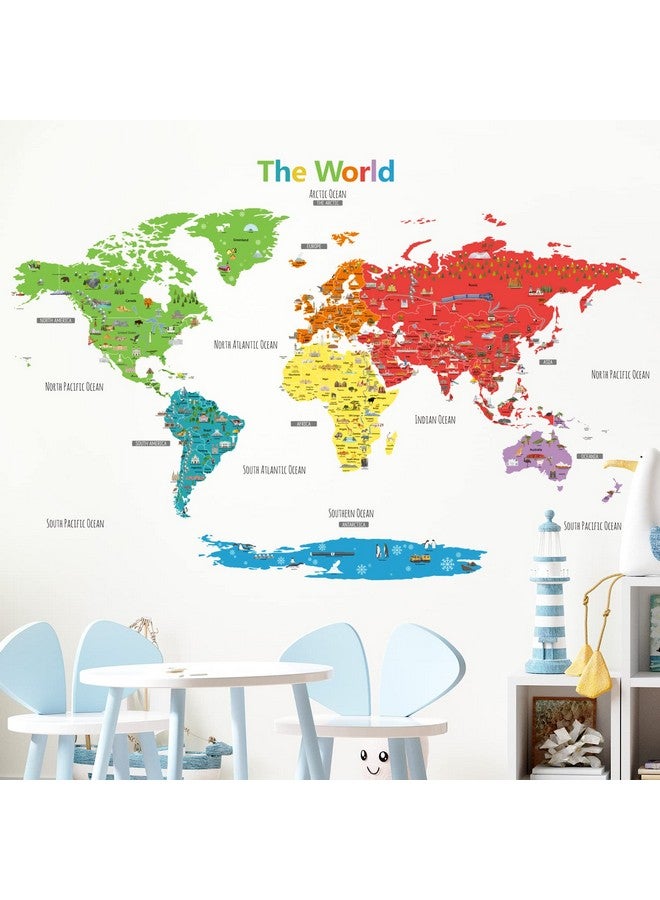 Decowall Dlt1902N Large Landmark World Map Wall Stickers Wall Decals Peel And Stick Removable Wall Stickers For Kids Nursery Bedroom Living Room Décor - Image 4