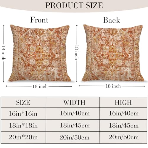 BUAEL Boho Throw Pillow Covers 18x18 inch Set of 2Bohemian Vintage Carpet Pattern Antique Ethnic Decor Double Sided Pattern Cushion Cover Soft Pillow Case Living Sofa Room Bed Square Pillow Cover - Image 3