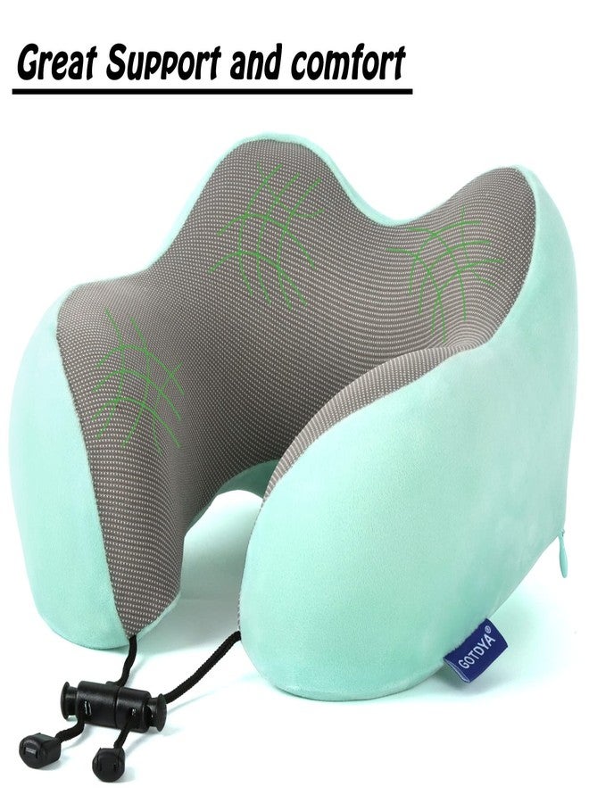 GOTDYA Travel Pillow,Travel Neck Pillows for Sleeping,100% Pure Memory Foam Soft Comfort & Support Pillow for Airplane/Car/Office&Home Rest Use-Blue Green - Image 5