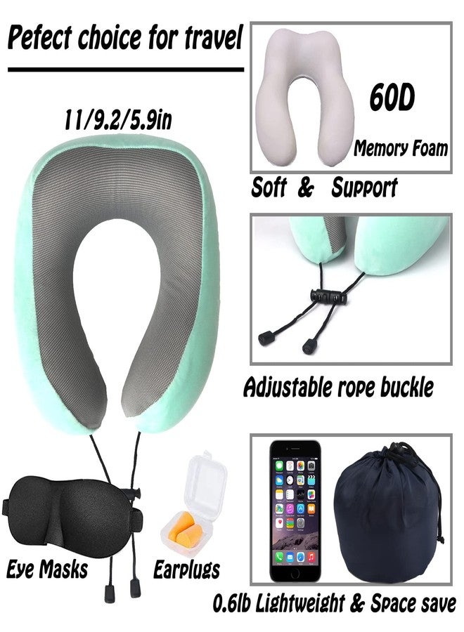 GOTDYA Travel Pillow,Travel Neck Pillows for Sleeping,100% Pure Memory Foam Soft Comfort & Support Pillow for Airplane/Car/Office&Home Rest Use-Blue Green - Image 2