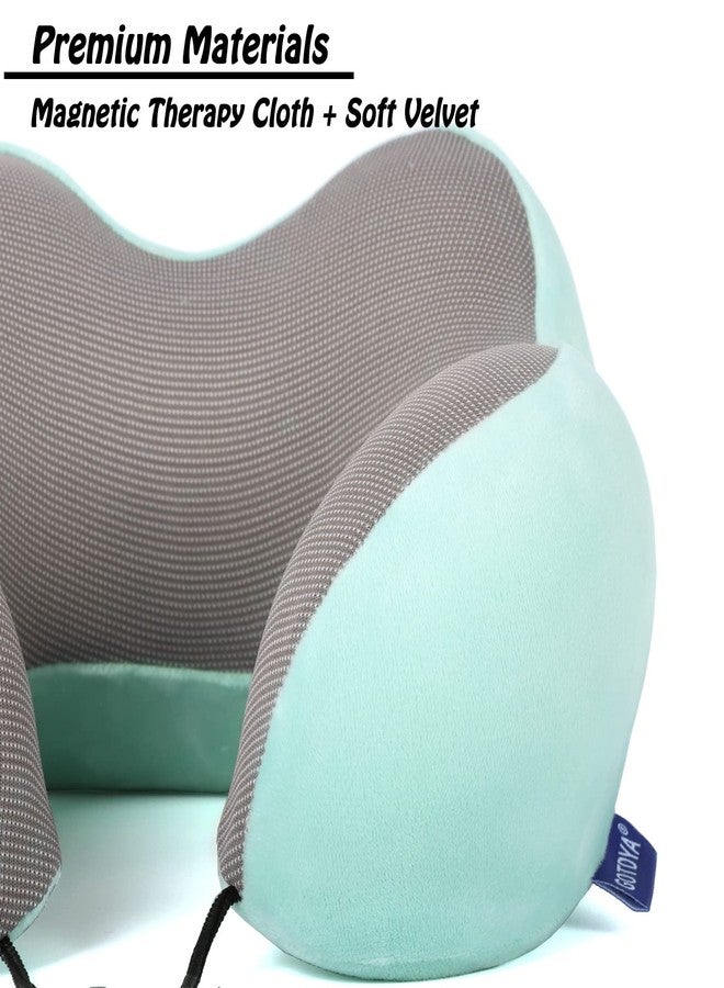 GOTDYA Travel Pillow,Travel Neck Pillows for Sleeping,100% Pure Memory Foam Soft Comfort & Support Pillow for Airplane/Car/Office&Home Rest Use-Blue Green - Image 4