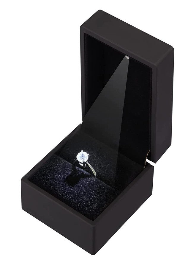 KAKKOII Jewelry Ring Box with LED Light Velvet Earrings Gift Box for Proposal Engagement Wedding Anniversary (Black) - Image 5