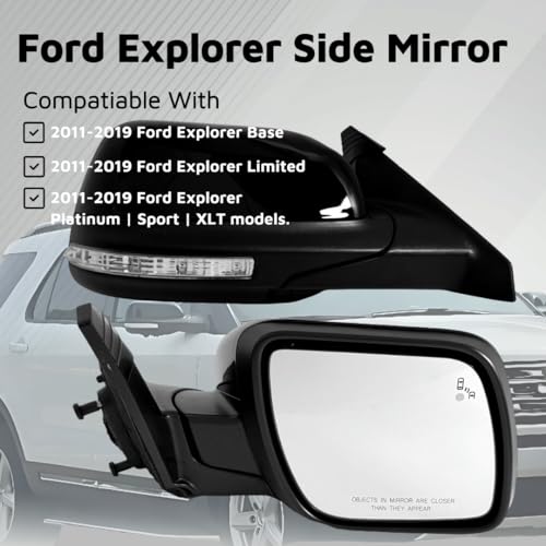 VMDCcdz Passenger Side Mirror Compatible with Ford Explorer 20112019 with Blind Spot Light Turn Signal Light Puddle Light Heated Power Glass Power Folding with Memory 14 Pins Replace GB5Z17682 - Image 3