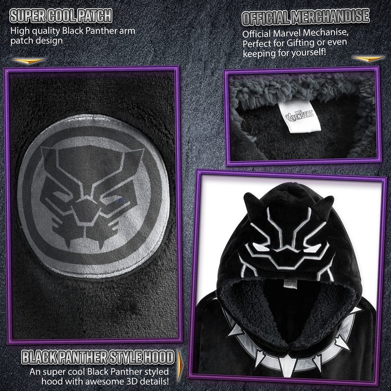 Marvel Hoodies for Boys  Fleece Oversized Blanket Hoodie Avengers Gifts for Boys (Black Panther) - Image 4