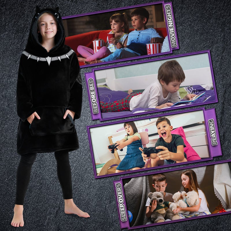 Marvel Hoodies for Boys  Fleece Oversized Blanket Hoodie Avengers Gifts for Boys (Black Panther) - Image 5