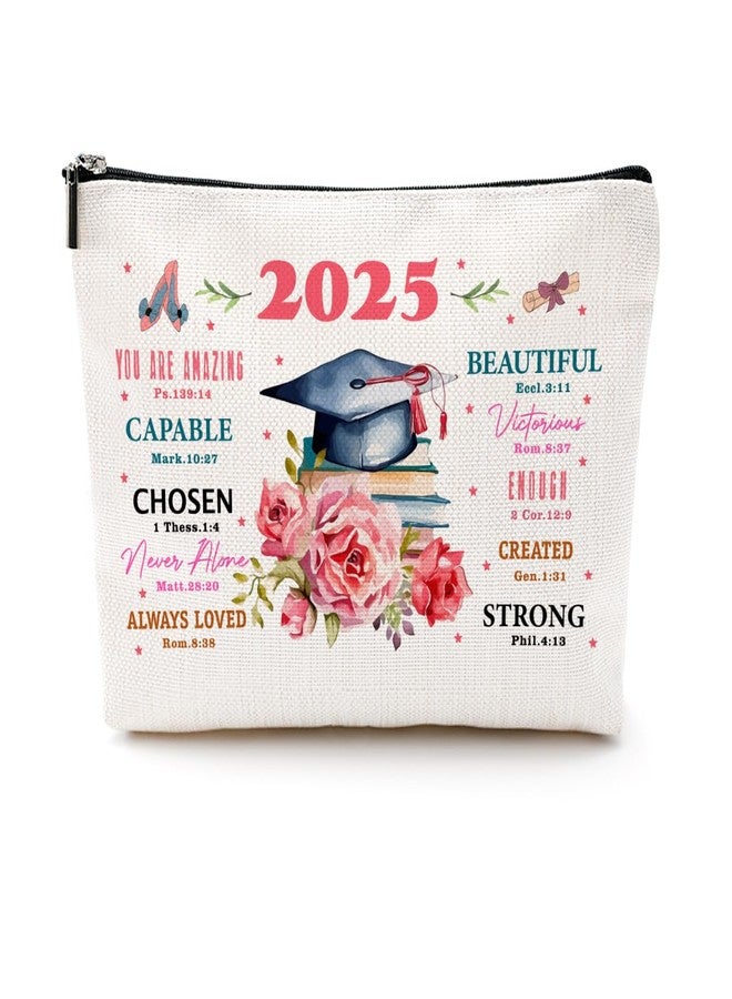 CQM Graduation Gifts Graduation 2025 Inspirational Makeup Bag Religious Cosmetic Bag Toiletry Bag Zipper Pouch Christian Gifts for Women Female Her Masters PHD Degree College University Senior - Image 1