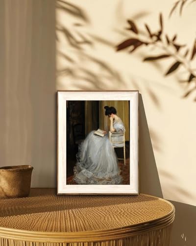 KISSFOX Framed Wall Art Vintage Wall Decor Lady Reading Canvas Art Woman Pictures Mid Century Paintings Aesthetic Artwork For Living Room Bedroom Bathroom Kitchen - Image 3