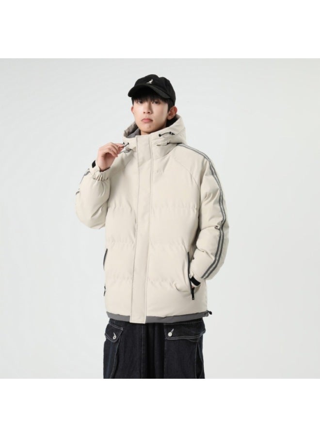 Men's Winter Large Size Hooded Striped Loose Thickened Cotton Jacket Warm Casual Cotton Coat Outerwear Manufacturer