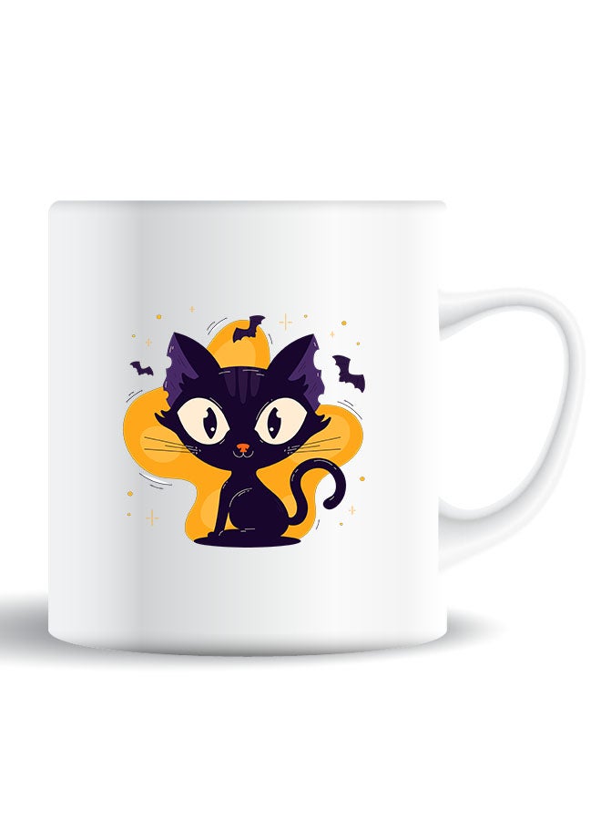 Theodor Premium Quality Two Sided Printed Coffee Mug Tea Cup Black Cat Halloween For Home Office, Kids Men Women - Image 1
