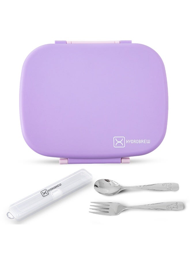 Hydrobrew Smart Serve Bento Lunch Box 1100ml w/ Stainless Steel Cutlery Set – Lilac Blush - Image 1