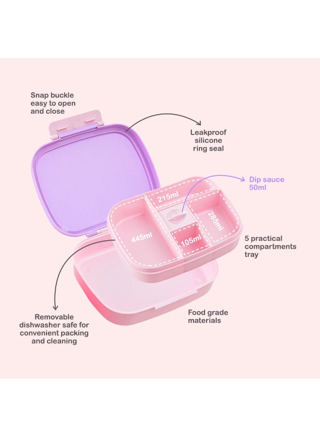 Hydrobrew Smart Serve Bento Lunch Box 1100ml w/ Stainless Steel Cutlery Set – Lilac Blush - Image 4