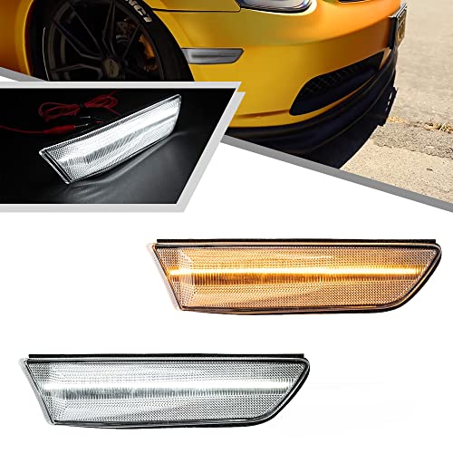 Mingrui test 2Pcs G35 White LED Running Lights Amber Dynamic Sequential Blink Side Marker Lights for Infiniti G35 Coupe 2003-2007 Turn Signal Lamp Driving Light Clear Lens - Image 1