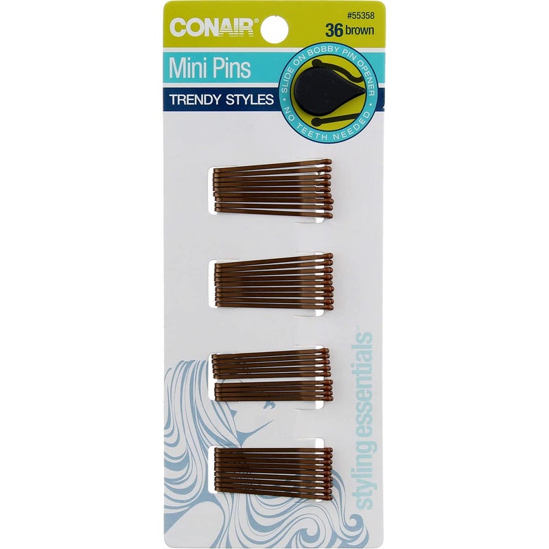Conair Styling Essentials Mini Pins, Brown, 36 ct. - Image 1