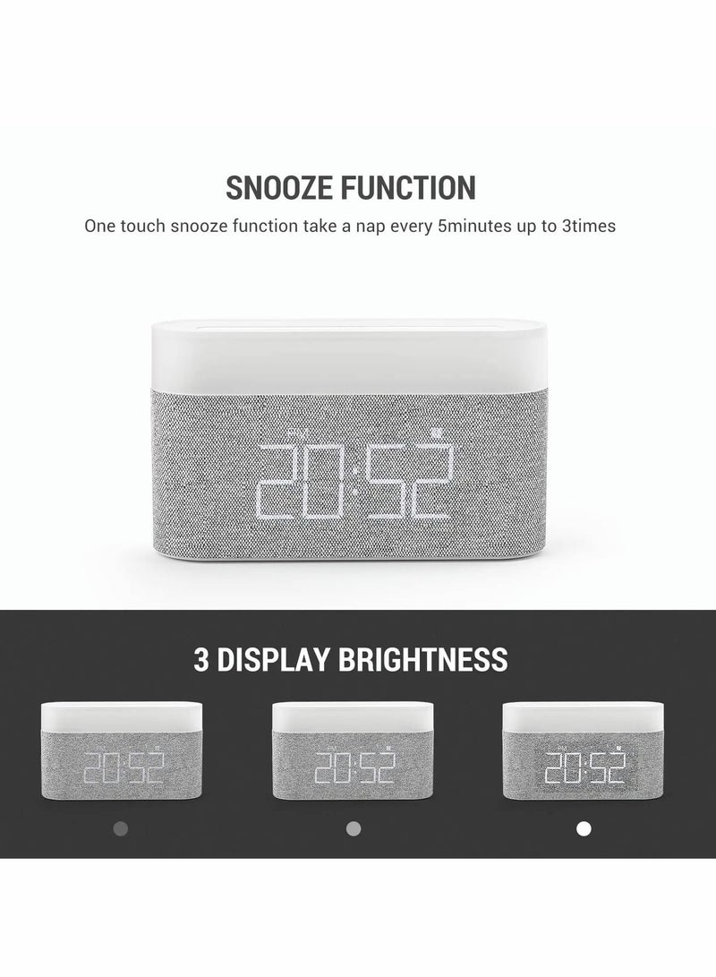 Y&D Digital Alarm Clock with LED Night Light Wireless Charging 15W Max Touch Bedside Lamp 5-100% Adjustable Brightness,12/24Hr,Snooze,QI Charger,Bedroom - Image 4