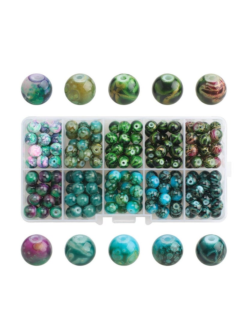 MissTiara 200PCS 8MM DIY Gradient Glass Beads Kit 10 Mixed Colors  For Jewelry, Bracelet Necklace And Art Craft 