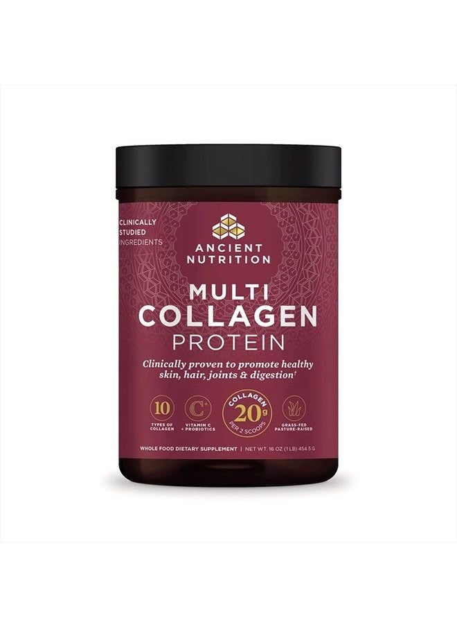 Ancient Nutrition - , Multi Collagen Protein Powder with 10 Types of Collagen, Vitamin C & 2 Billion Colony-Forming Units (CFUs) Probiotics Per Scoop, Unflavored - Image 1