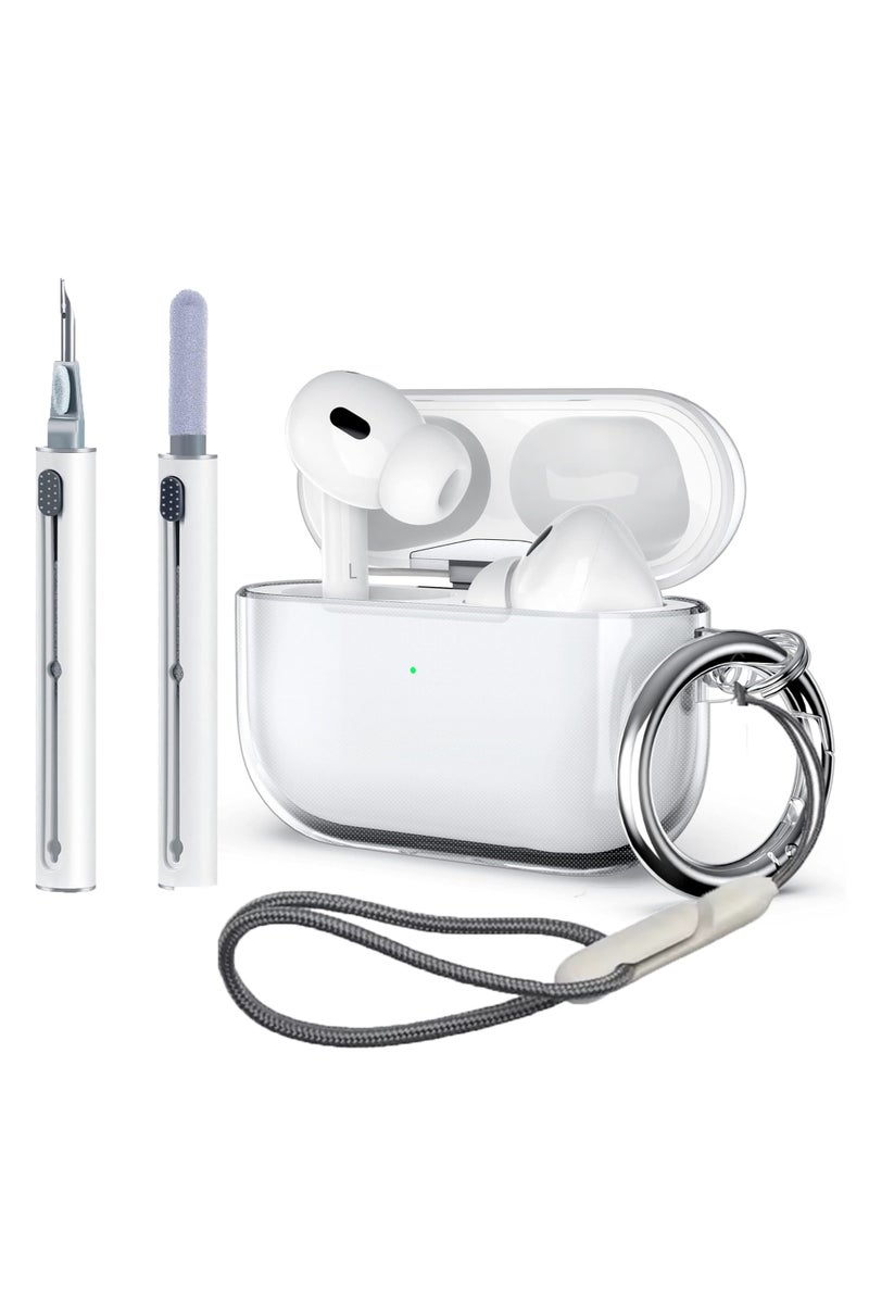 Clear Case for Airpods Pro 3 Generation (2025), Soft TPU Clear Cover Shock-Absorbing Transparent Protective Cover Keychain&Cleaning tools for Apple Airpods Pro 3 [Front LED Visible] - Image 1